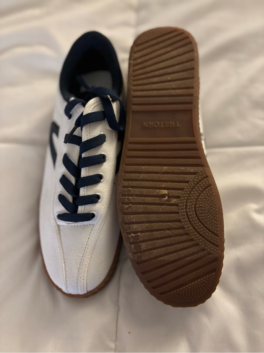 Tretorn White Canvas Sneakers with Navy Accents - Picture 3 of 5